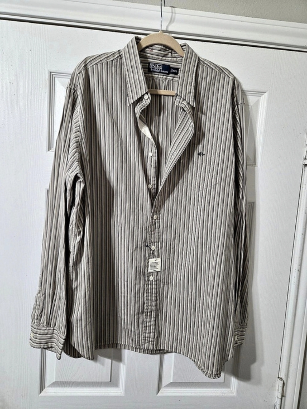 Polo by Ralph Lauren Striped Button Down in Gray & White XXL NWT